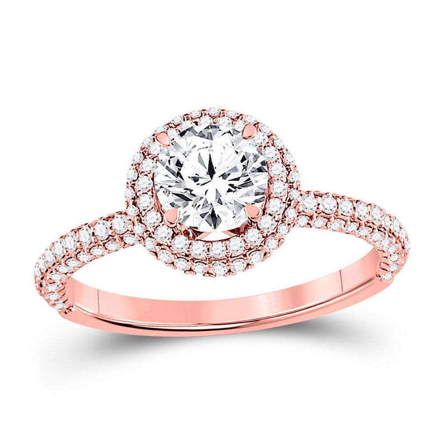 14k Rose Gold Round Diamond Solitaire Bridal Engagement Ring 1-5/8 Ctw (Certified)