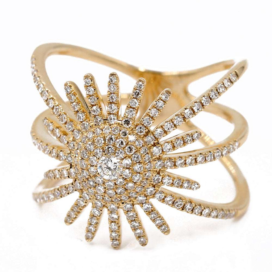 14k Yellow Gold Diamond Fashion Ring Size 7 With 0.58Tw Round Diamonds