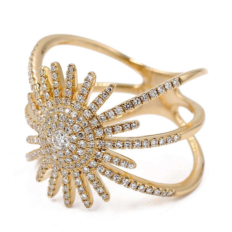 14k Yellow Gold Diamond Fashion Ring Size 7 With 0.58Tw Round Diamonds
