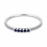 14K White Gold Band Diamond Fashion Ring with 0.06Tw Round Diamonds and 0.07Tw Round Sapphires