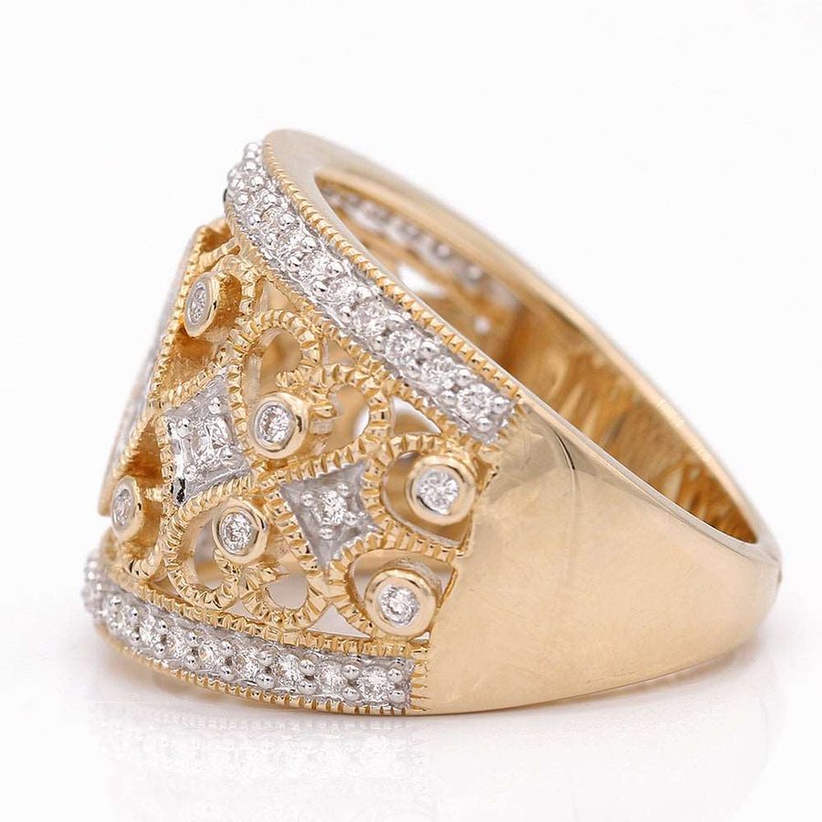 14k Yellow Gold Contemporary  Diamond Fashion Ring