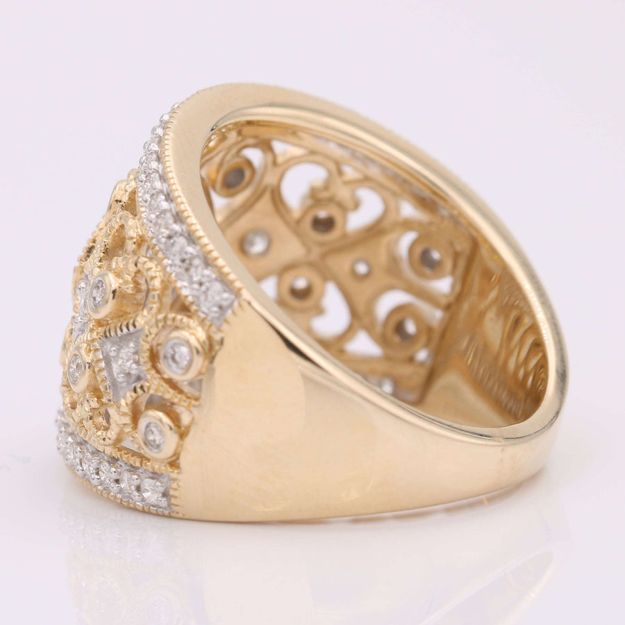 14k Yellow Gold Contemporary  Diamond Fashion Ring