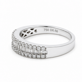 18K White Gold Band Diamond Fashion Ring with 0.58Tw Baguette Diamond