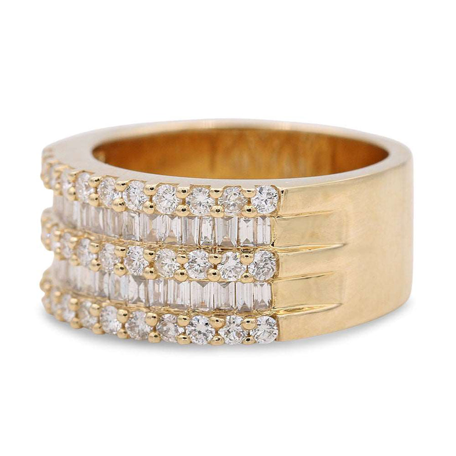 Contemporary Diamond Fashion Ring With 0.73Tw Round Diamonds And 0.56Tw Baguette Diamonds
