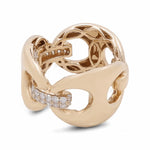 Experience elegance with the 14K Yellow Gold Fashion Diamond Woman Ring by Miral Jewelry, featuring an intricate, intertwined design adorned with small embedded diamonds – a perfect statement piece for women's jewelry.