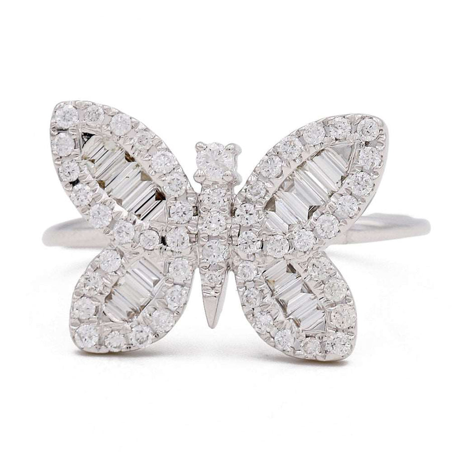 White Gold 14K Butterfly Ring With Diamonds
