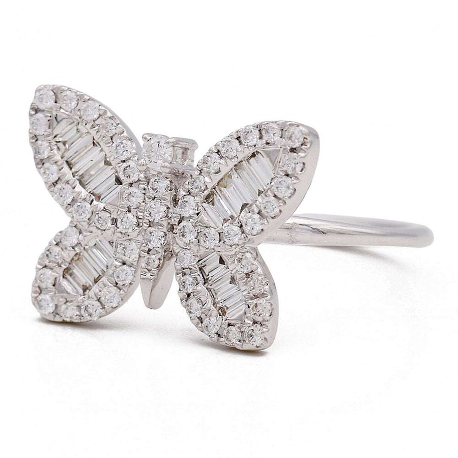 White Gold 14K Butterfly Ring With Diamonds