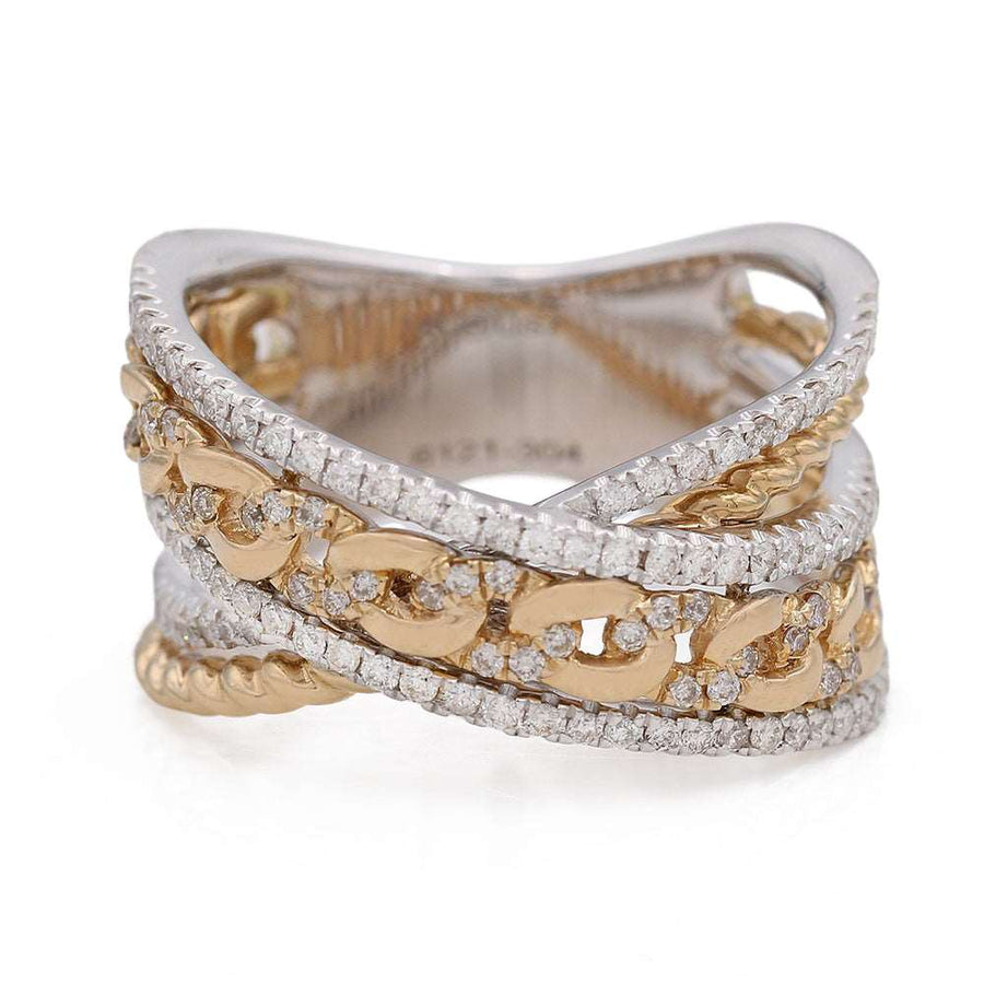 White and Yellow Gold 14K Fashion Ring With Diamonds