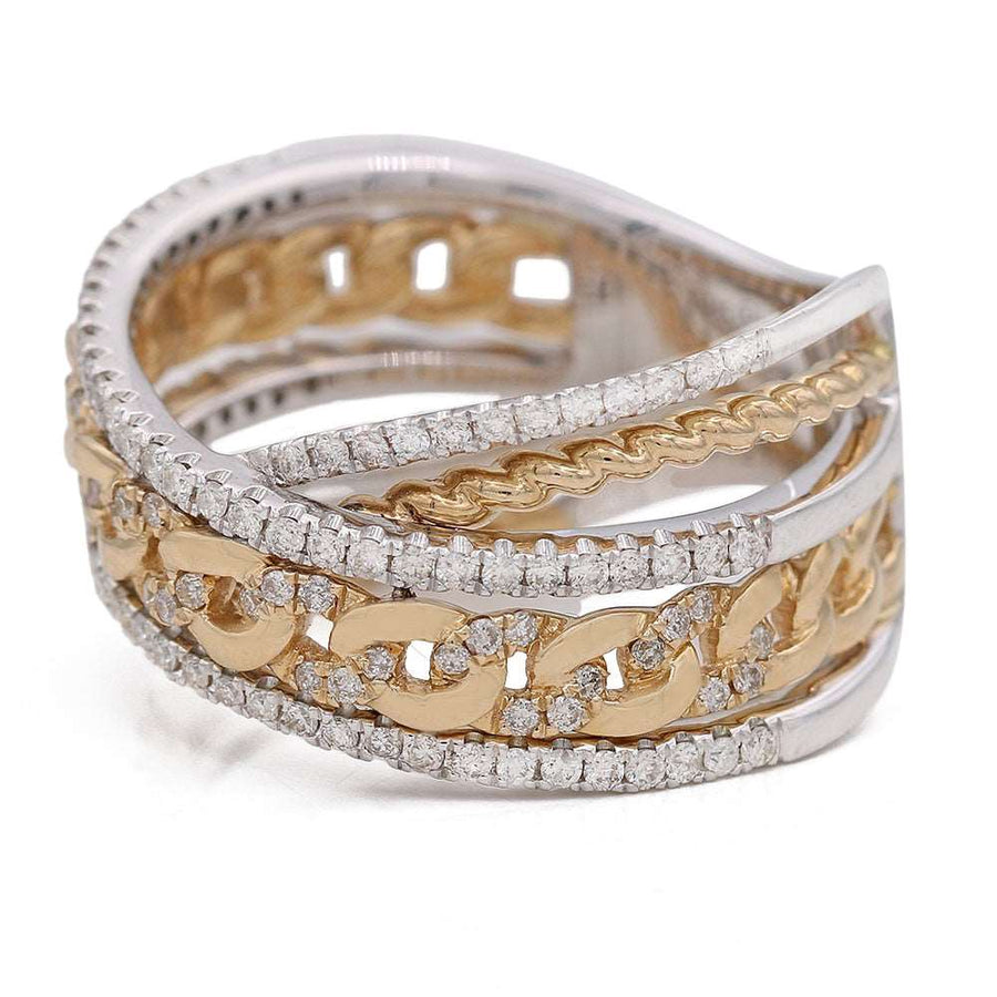 White and Yellow Gold 14K Fashion Ring With Diamonds