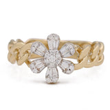Yellow Gold 14K Flower Fashion Ring With Diamonds Miral Jewelry