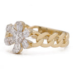 Yellow Gold 14K Flower Fashion Ring With Diamonds Miral Jewelry