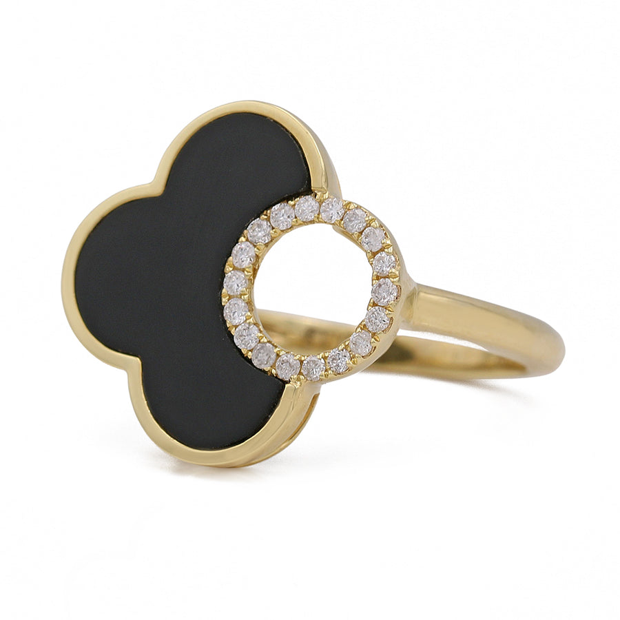 A Miral Jewelry Yellow Gold 14K Fashion Ring adorned with diamonds.