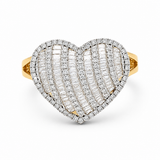 10K Yellow Gold Heart Diamond Fashion Ring with 0.62Tw Round Diamonds