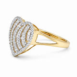 10K Yellow Gold Heart Diamond Fashion Ring with 0.62Tw Round Diamonds