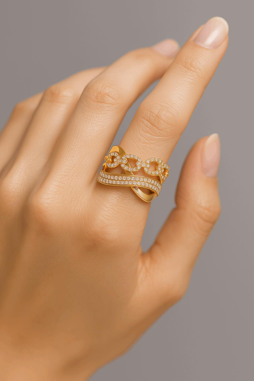 14K Yellow Fashion Diamond Fashion  Ring with 1.28Tw Round Diamonds