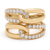 14K Yellow Gold Fashion Diamond Fashion  Ring with 0.95Tw Round Diamonds