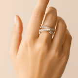 14K Yellow Gold Fashion Diamond Fashion  Ring with 0.59Tw Baguette Diamonds and 0.68Tw Round Diamonds