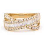 14K Yellow Gold Fashion Diamond Fashion  Ring with 0.59Tw Baguette Diamonds and 0.68Tw Round Diamonds