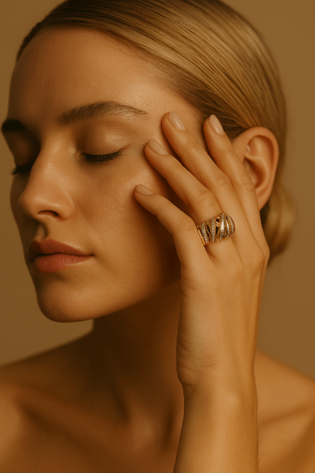 14K Yellow Gold Fashion Diamond Ring with 0.71Tw  Round Diamonds