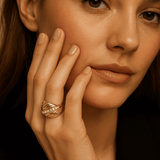 14K Yellow Gold Fashion Diamond Ring with 0.64Tw  Round Diamonds