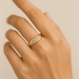 14K Yellow Gold Band Diamond Ring with 0.37Tw  Round Diamonds