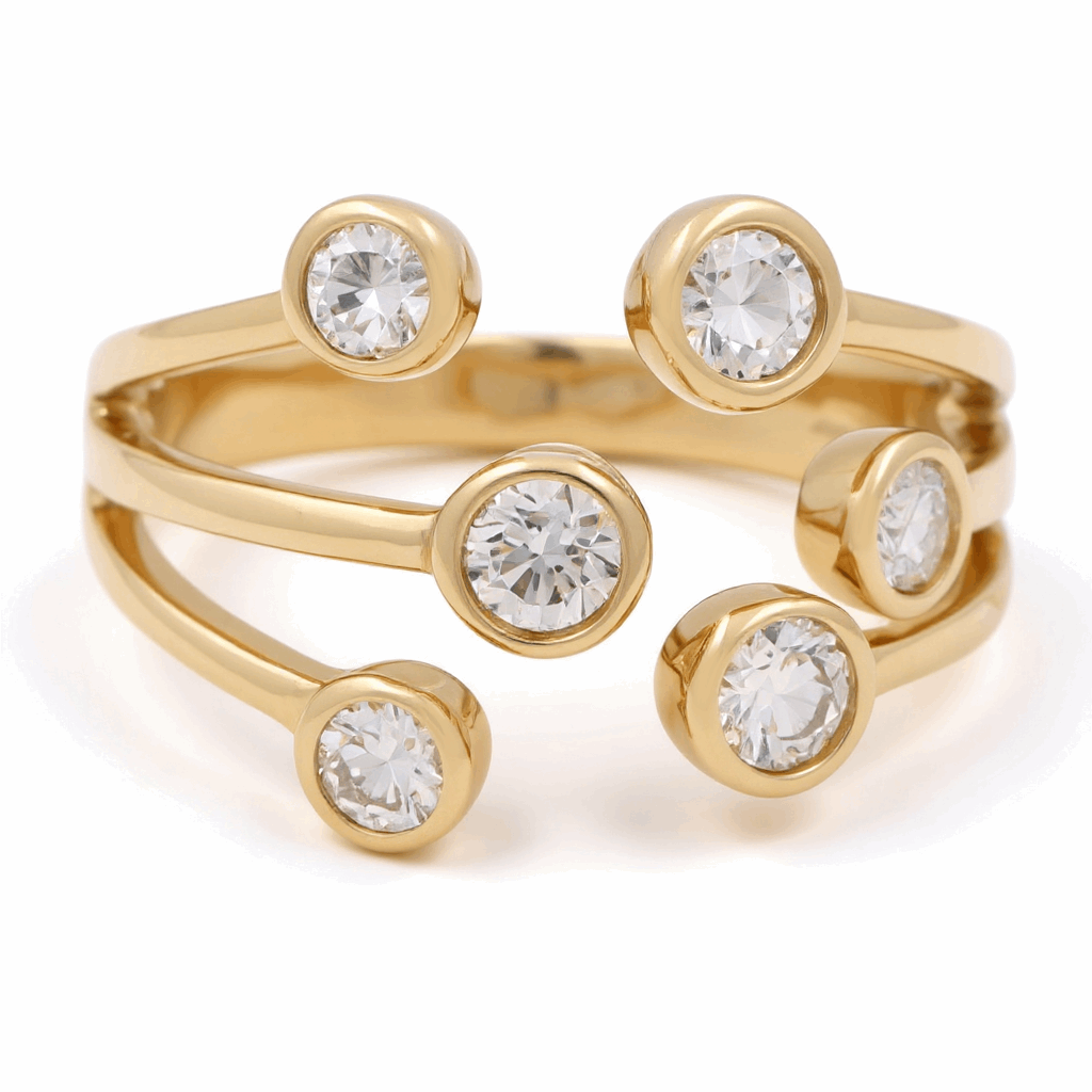14K Yellow Gold Fashion Diamond Ring with 0.50Tw  Round Diamonds