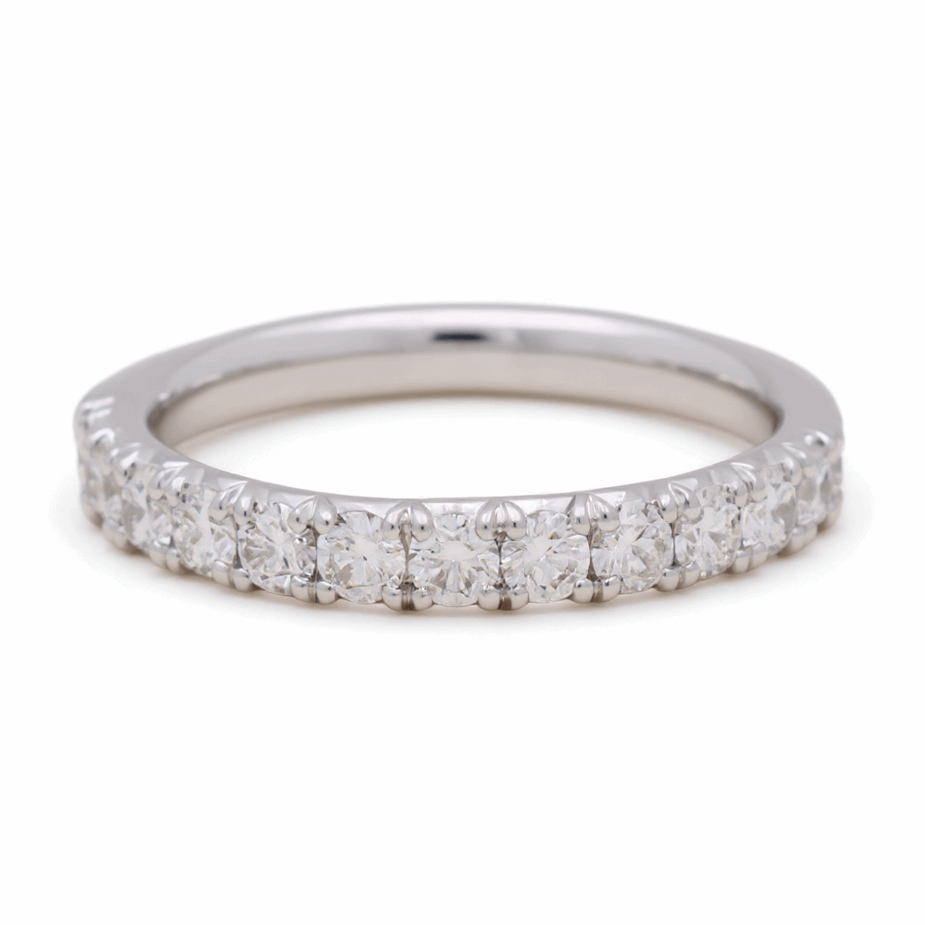 14K White Band Fashion  Ring with 0.50Tw Round Diamonds