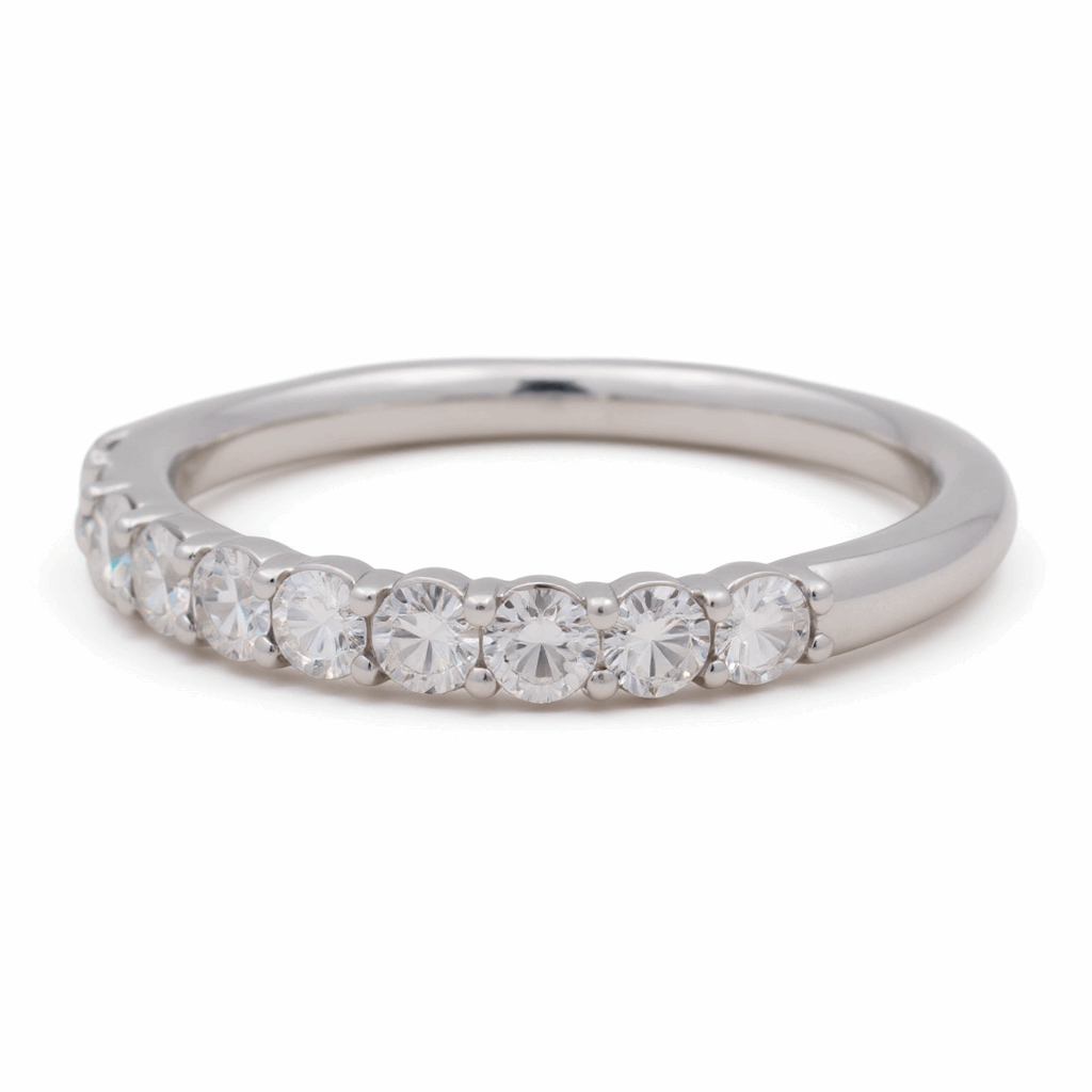 14K White Band Fashion  Ring with 0.50Tw Round Diamonds