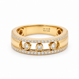 14K Yellow Gold Band Diamond Fashion Ring with 0.40Tw Round Diamonds