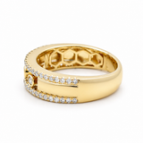 14K Yellow Gold Band Diamond Fashion Ring with 0.40Tw Round Diamonds