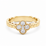 14K Yellow Gold Flower Diamond Fashion Ring with 0.34Tw Round Diamonds