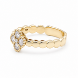 14K Yellow Gold Flower Diamond Fashion Ring with 0.34Tw Round Diamonds