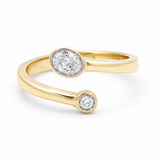 14K Yellow Modern Diamond Fashion Ring with 0.42Tw Oval Diamonds and 0.25Tw Round Diamonds