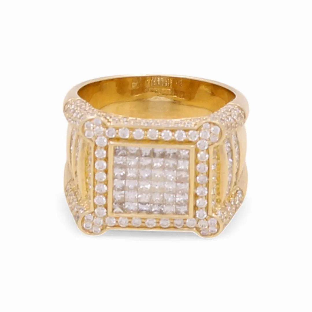Yellow Gold 14k  Contemporary Diamond Ring with 2.75Tw Princess Diamonds Miral Jewelry