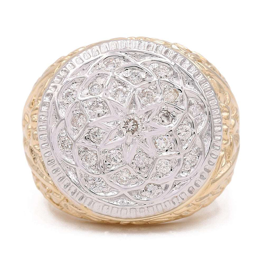 14k Yellow Gold Contemporary Diamond Ring With 0.60Tw Round Diamonds