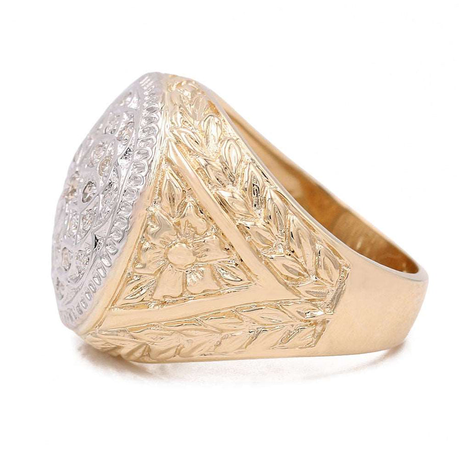 14k Yellow Gold Contemporary Diamond Ring With 0.60Tw Round Diamonds