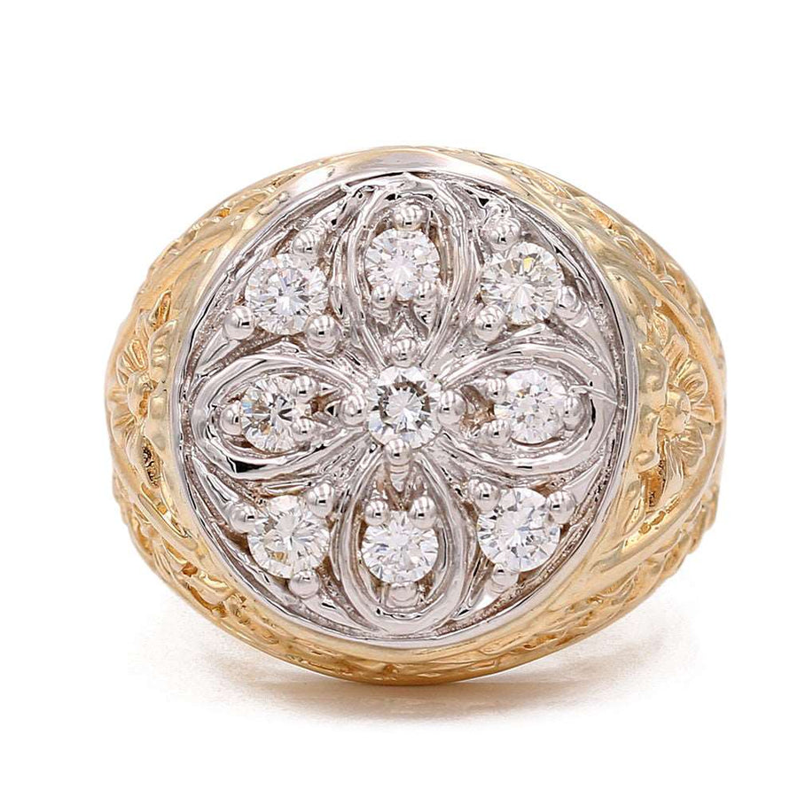 14k Yellow Gold Contemporary Diamond Ring With 1.00Tw Round Diamonds