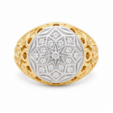 14k Two Tone White/Yellow Rossetta Diamond  Ring Men's