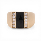 10k Yellow Gold Satin Onix Diamond 0.50Tw Round Diamonds