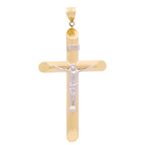 14K Two Tone White/Yellow Gold Crucifix Unisex Pendant