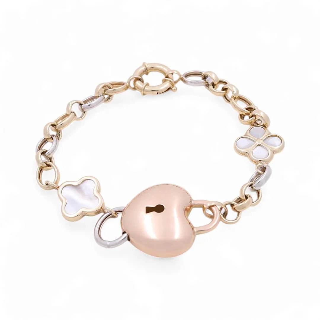 14K Gold Fashion Heart Locket Women's Bracelet - Miral Jewelry