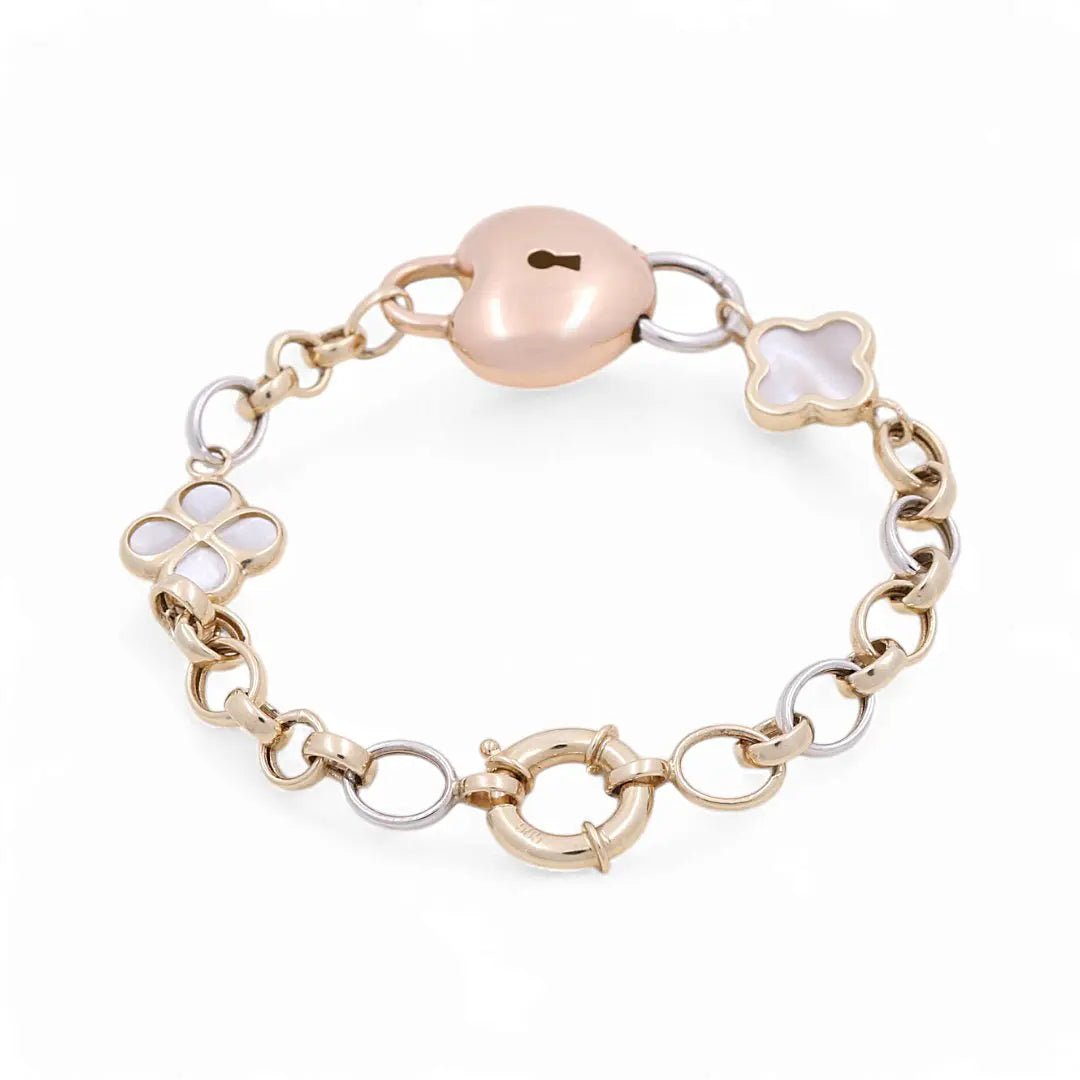 14K Gold Fashion Heart Locket Women's Bracelet - Miral Jewelry