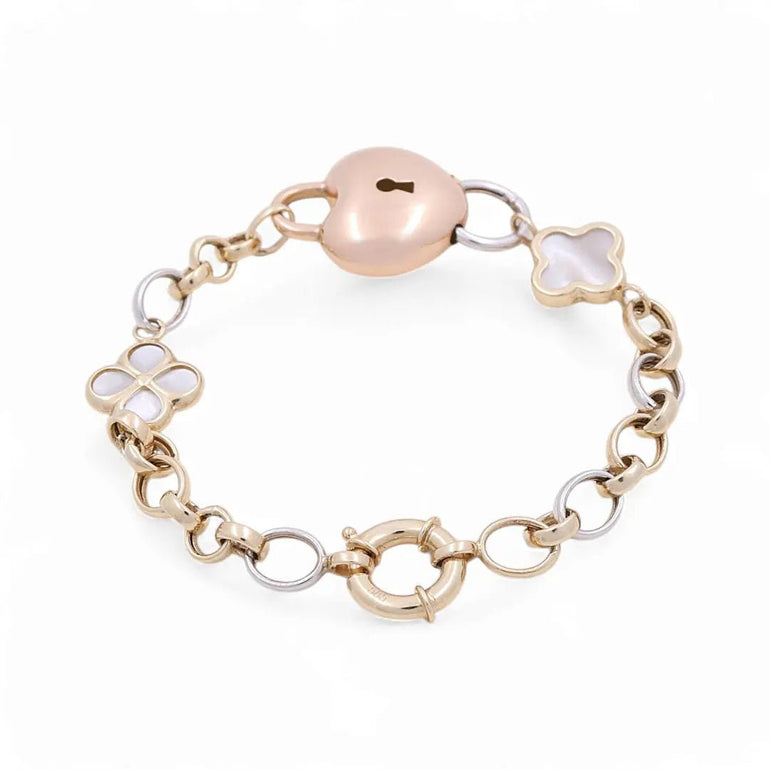 14K Gold Fashion Heart Locket Women's Bracelet - Miral Jewelry