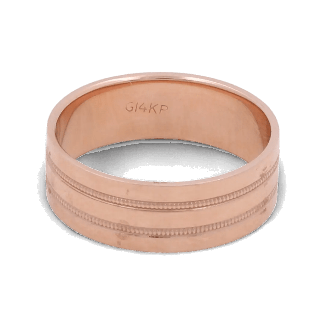 14K Rose Gold Grooved Wedding Band 6.5 g