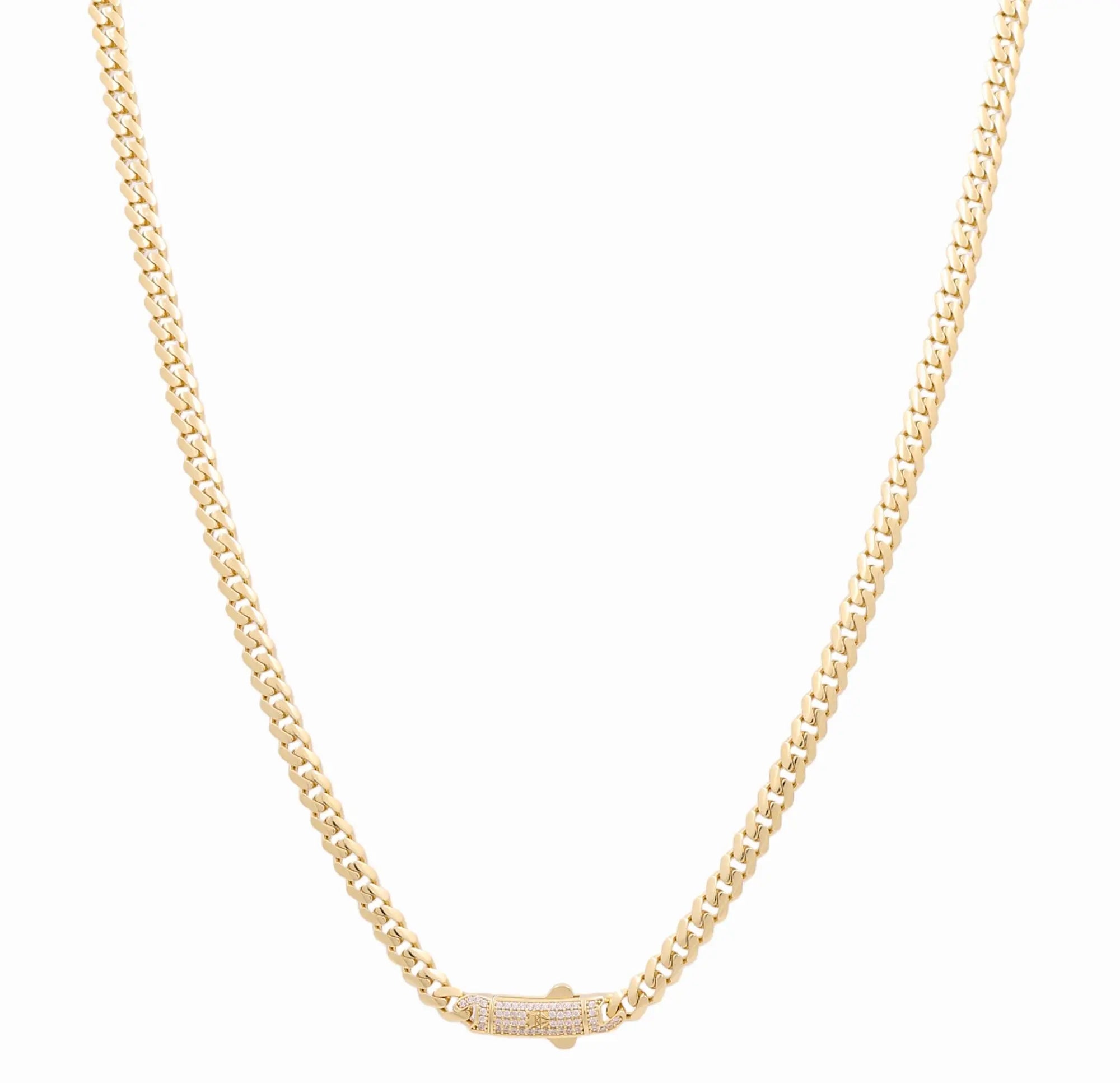 14K Yellow Gold Monaco Chain with CZ Clasp 5mm, 24in, 27.7 g