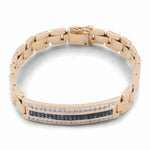 14K Men's Yellow Gold Fashion Italian Bracelet with Diamonds and Sapphires - Miral Jewelry