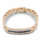 14K Men's Yellow Gold Fashion Italian Bracelet with Diamonds and Sapphires - Miral Jewelry
