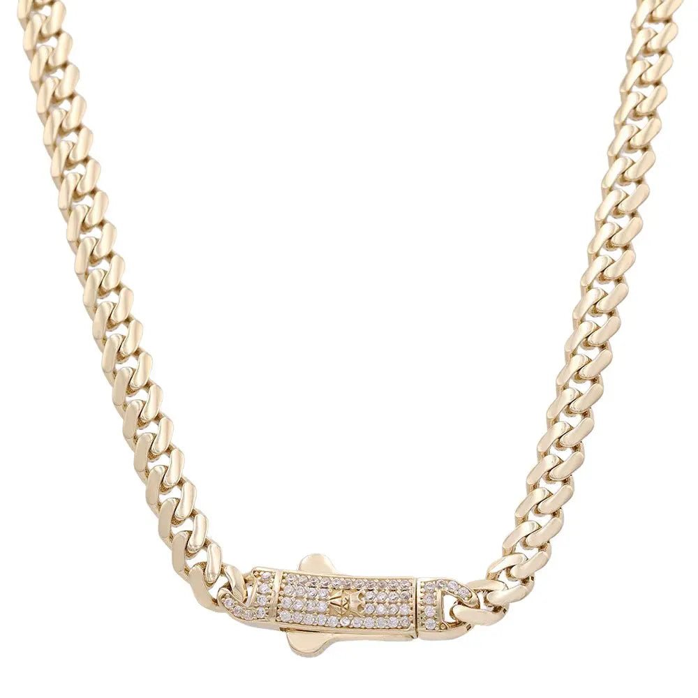 14K Yellow Gold Monaco Chain with CZ Clasp 7mm, 22in, 28.5 g