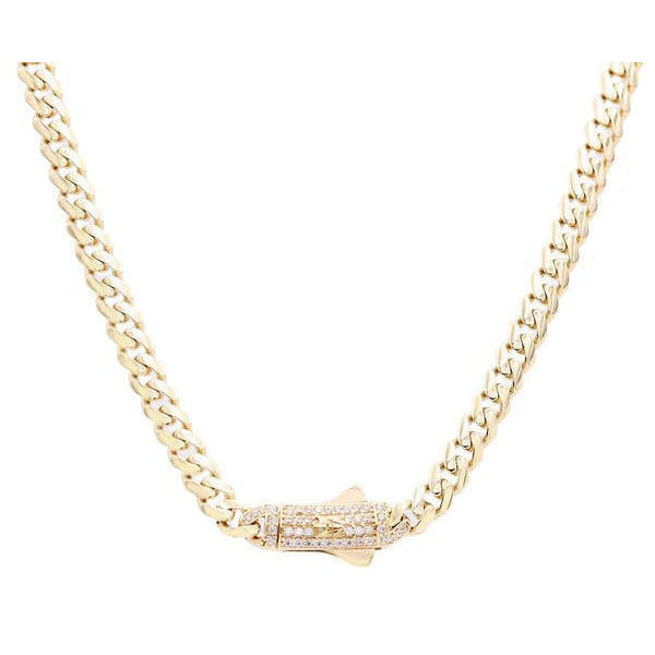 14K Yellow Gold Monaco Chain with CZ Clasp 7mm, 22in, 28.3 g