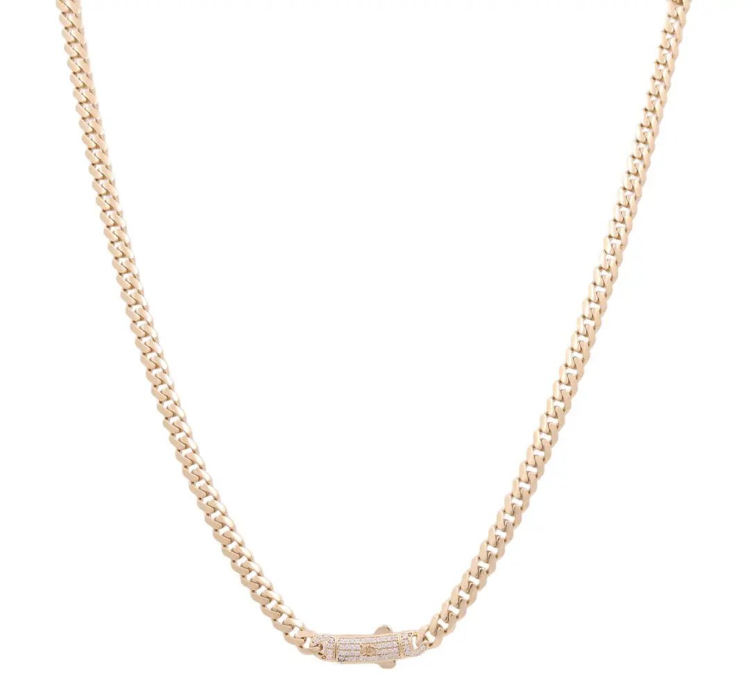 14K Yellow Gold Monaco Chain with CZ Clasp 5mm, 22in, 25.5 g